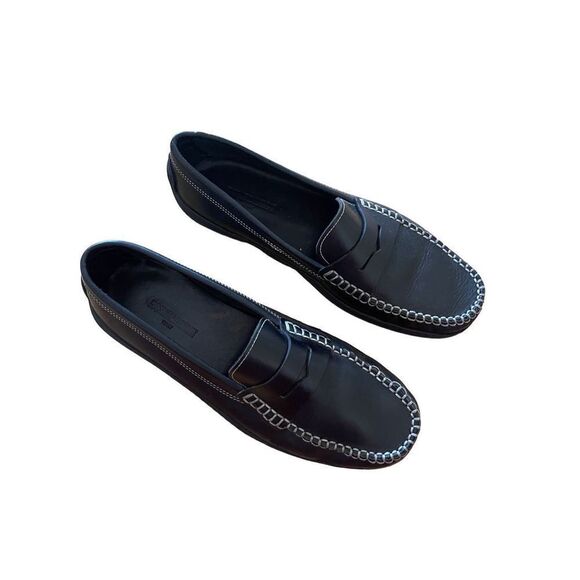 Dooney Bourke Mens Black Leather Slip On Car Penny Loafer Dress Shoes Size 9B main image 6
